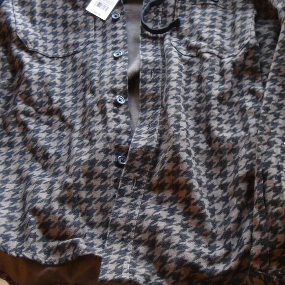 MEN'S Original Use Hoody Jacket Sweater Brown Houndstooth ButtonUp Long Sleeve M - Picture 7 of 16